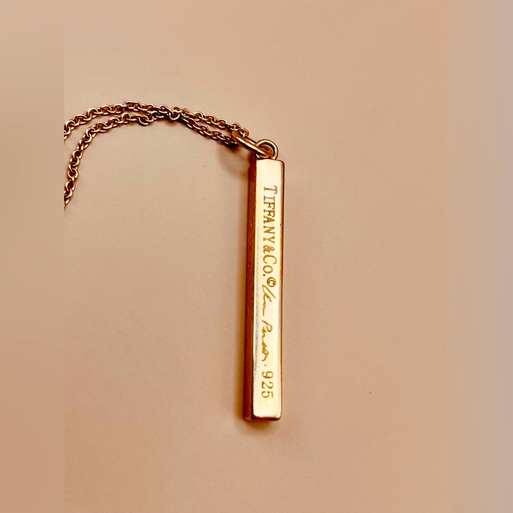 🩶Tiffany & Co Signed Elsa Peretti Bar Pendant Necklace 925 Silver